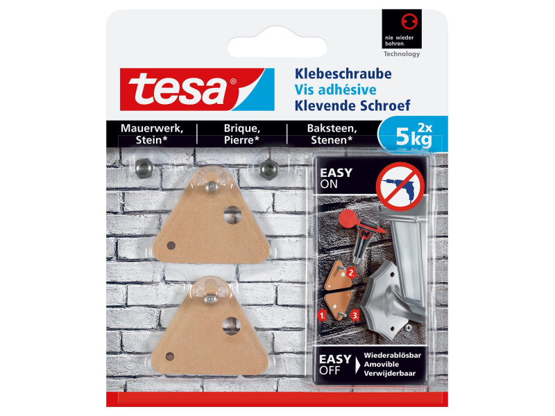 tesa Vis adhésive pour brique, triangulaire, 5,0 kg