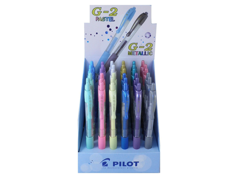 PILOT Stylo à encre gel G2 07 PASTEL, présentoir de 60
