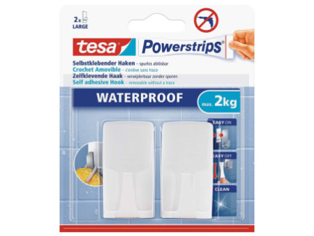 tesa Powerstrips Crochet 'WAVE' WATERPROOF, blanc, plastique
