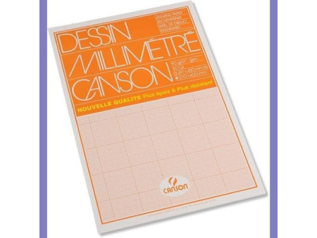 CANSON Bloc de papier millimétré, A3, 90 g/m2, bistre