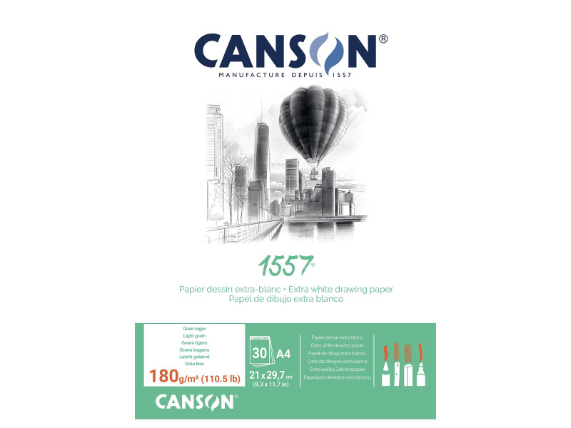 CANSON Bloc à dessin 1557, A4, 180 g/m2, 30 feuilles