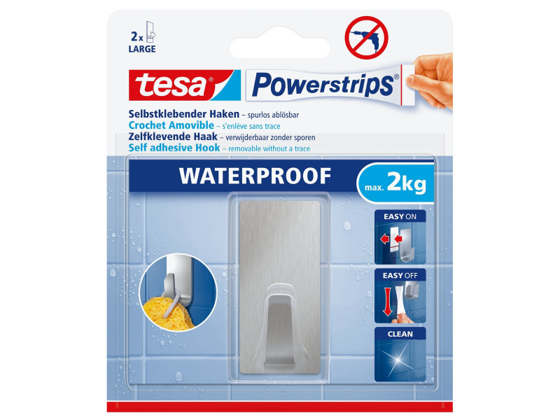tesa Powerstrips Crochet ZOOM WATERPROOF Large, métal