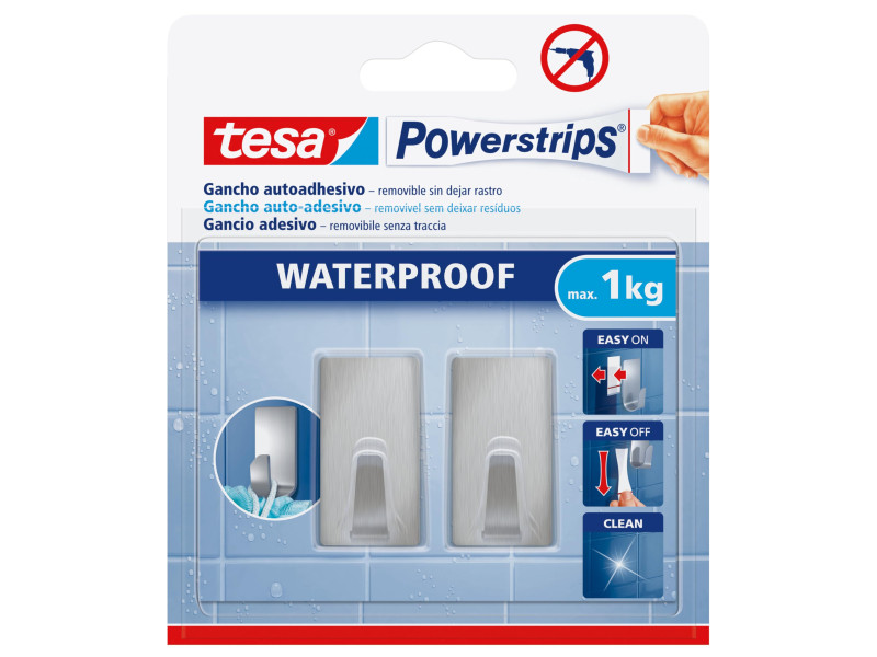 tesa Powerstrips Crochet ZOOM WATERPROOF Small, métal