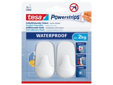 tesa Powerstrips Crochet WATERPROOF Large, plastique, blanc