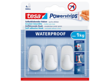 tesa Powerstrips Crochet WATERPROOF Small, plastique, blanc