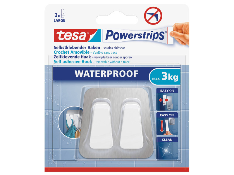 tesa Powerstrips Crochet Duo WATERPROOF, métal/plastique