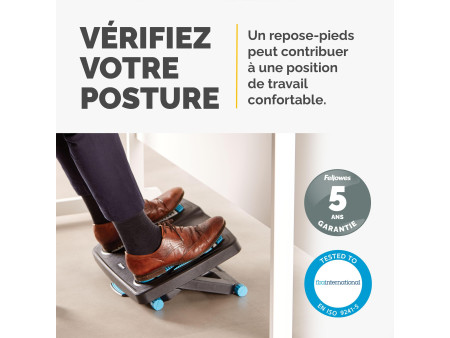 Fellowes Repose-pied Energizer, en plastique, noir
