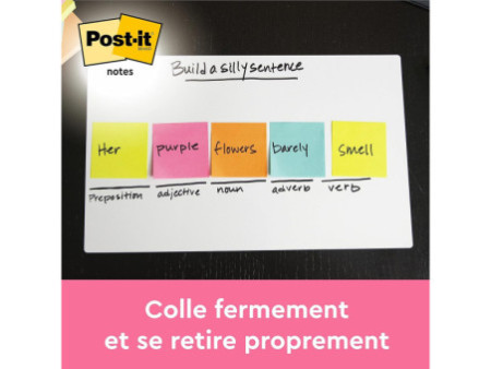 Post-it Bloc-note adhésif Z-Notes, 76 x 76 mm, 6 couleurs