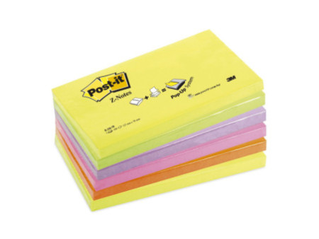 Post-it Bloc-note adhésif Z-Notes, 127 x 76 mm, 6 couleurs