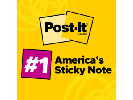 Post-it Bloc-note adhésif XL, ligné, 100 x 100 mm, jaune