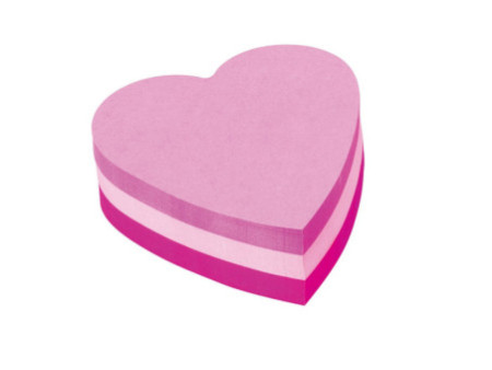 Post-it Bloc-note, 70 x 70 mm, forme de coeur, 3 couleurs