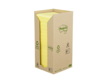 Post-it Bloc-note adhésif Recycling, 76 x 76 mm, jaune