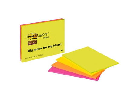Post-it Bloc-note Meeting Notes Super Sticky, 203 x 153 mm
