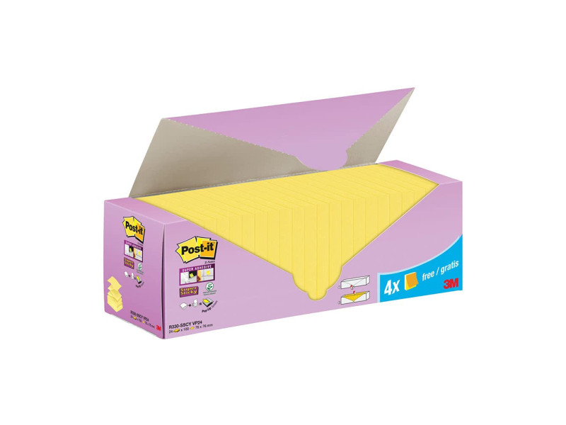 Post-it Bloc-note Super Sticky Z-Notes, 76 x 76 mm, 20+4