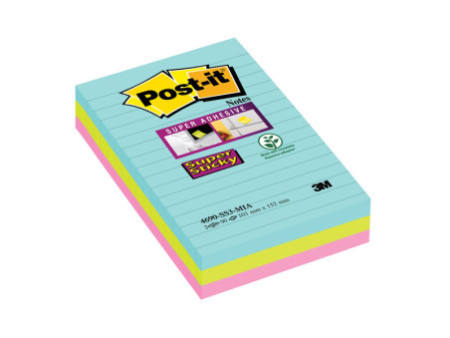 Post-it Bloc-note adhésif Super Sticky Notes, 101 x 152 mm