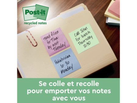 Post-it Bloc-note adhésif Recycling, 51 x 38 mm, 4 couleurs
