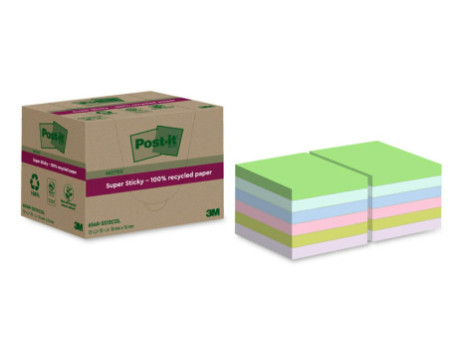 Post-it Super Sticky Recycling Notes, 76 x 76 mm, coloré