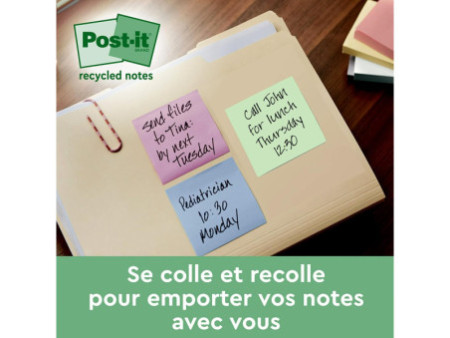 Post-it Super Sticky Recycling Notes, 47,6 x 47,6 mm, coloré