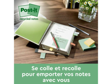 Post-it Super Sticky Recycling Notes, 47,6 x 47,6 mm, coloré