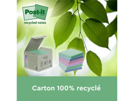 Post-it Super Sticky Recycling Notes, 47,6 x 47,6 mm, coloré