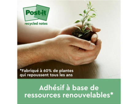 Post-it Super Sticky Recycling Notes, 76 x 76 mm, coloré