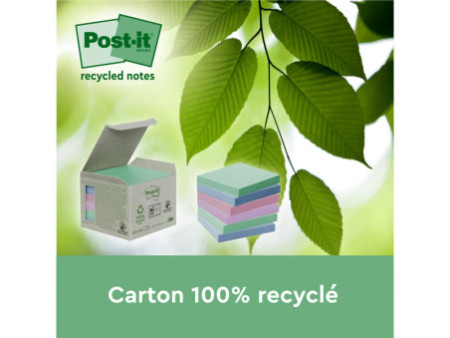 Post-it Super Sticky Recycling Notes, 47,6 x 47,6 mm, coloré