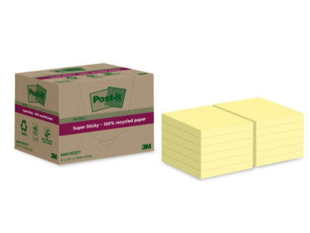 Post-it Super Sticky Recycling Notes, 76 x 76 mm, jaune