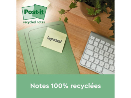 Post-it Bloc-note adhésif Recycling, 38 x 51 mm, jaune