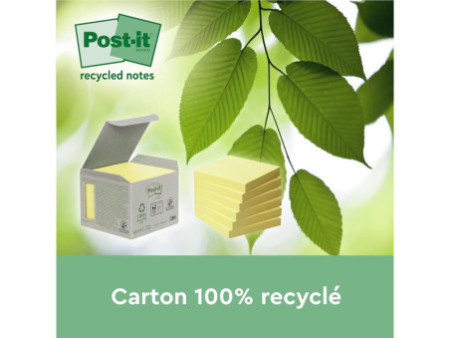Post-it Bloc-note adhésif Recycling, 38 x 51 mm, jaune