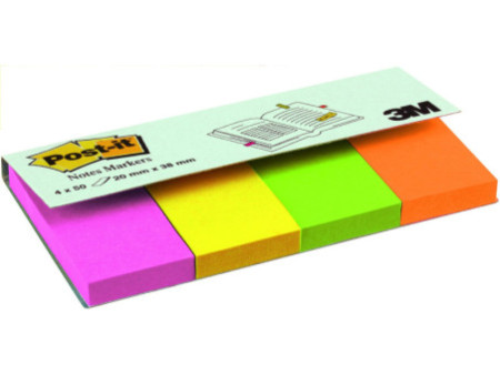 Post-it Marque-pages en papier, 20 x 38 mm, en couleurs fluo