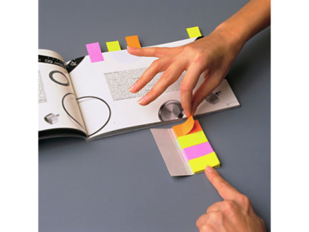 Post-it Marque-pages en papier, 20 x 38 mm, en couleurs fluo