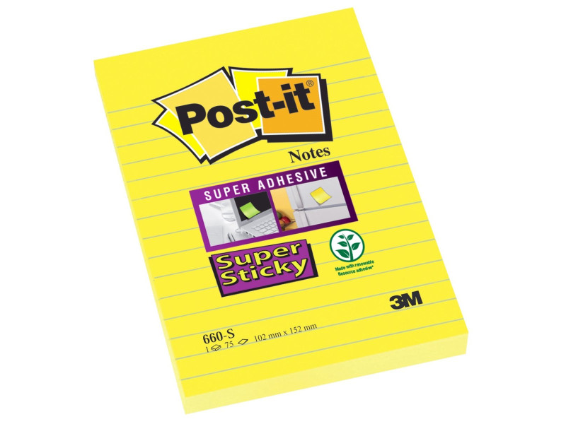 Post-it Bloc-note Super Sticky Notes, 102 x 152 mm