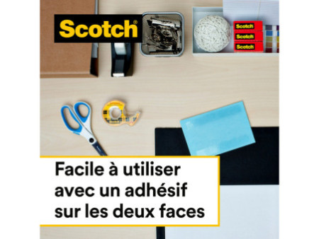 Scotch Ruban adhésif double face 665, 12 mm x 6,3 m