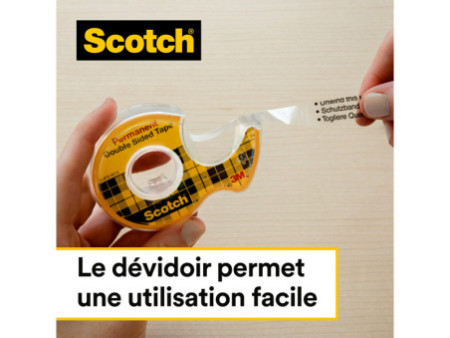 Scotch Ruban adhésif double face 665, 12 mm x 6,3 m