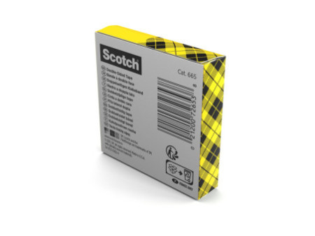 3M Scotch Ruban adhésif double face 665, 12 mm x 22,8 m