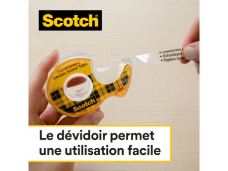 3M Scotch Ruban adhésif double face 665, 12 mm x 22,8 m