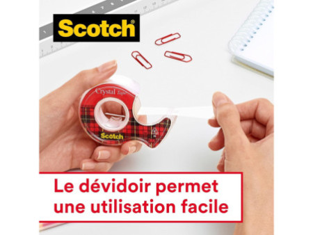 Scotch Ruban adhésif Crystal Clear 600, 19 mm x 66 m, carton
