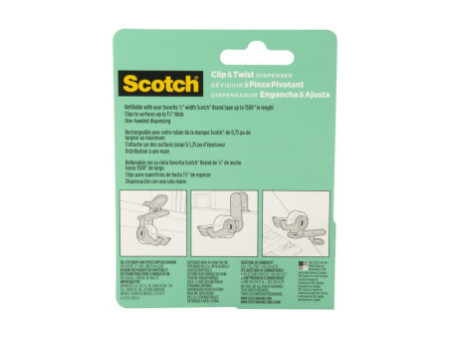 Scotch Dévidoir de ruban adhésif Clip & Twist, turquoise