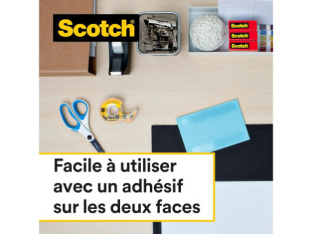 3M Scotch Ruban adhésif double face 665, 12 mm x 6,3 m