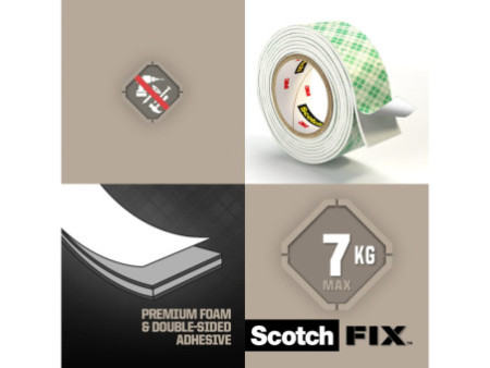 3M Scotch Ruban adhésif de montage double face, 19 mm x 5m