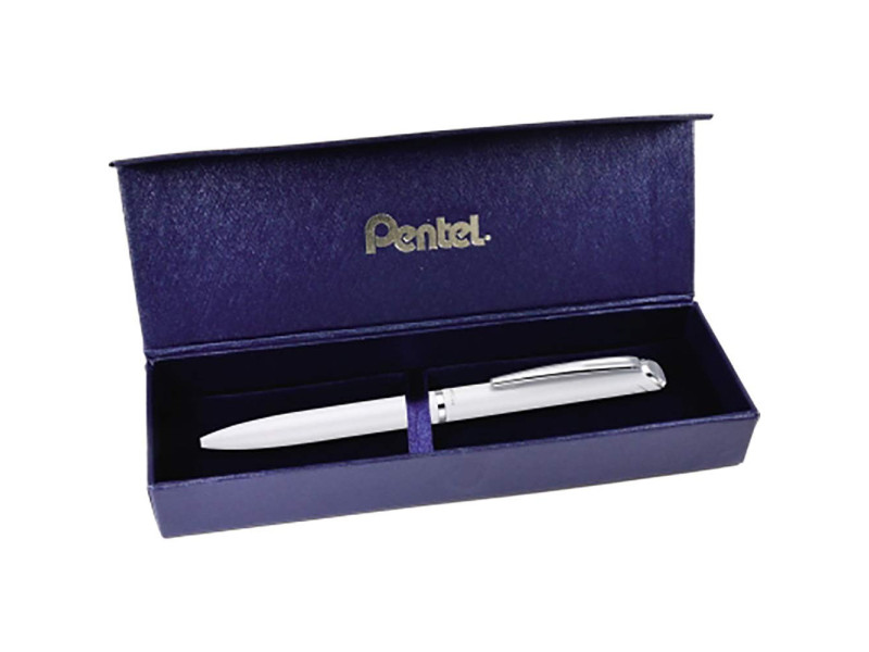 Pentel Stylo roller à encre gel EnerGel Hi-Class, blanc