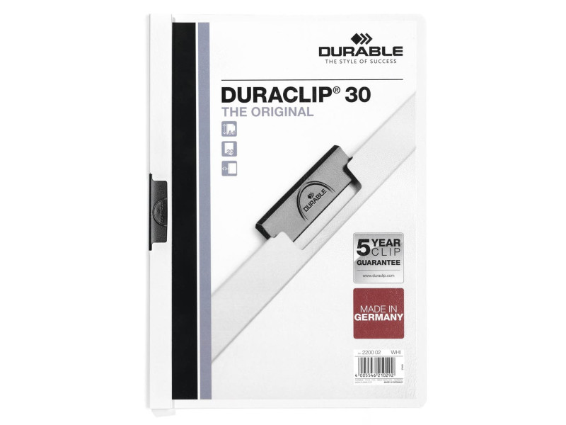 DURABLE Chemise à clip DURACLIP ORIGINAL 30, A4, blanc