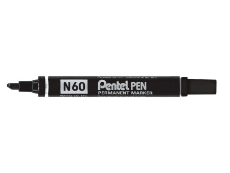 Pentel Marqueur permanent N60, pointe biseautée, noir