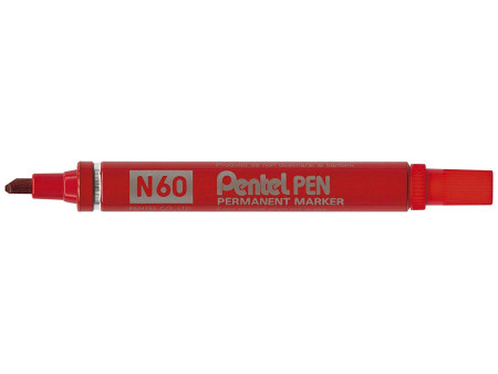Pentel Marqueur permanent N60, pointe biseautée, rouge
