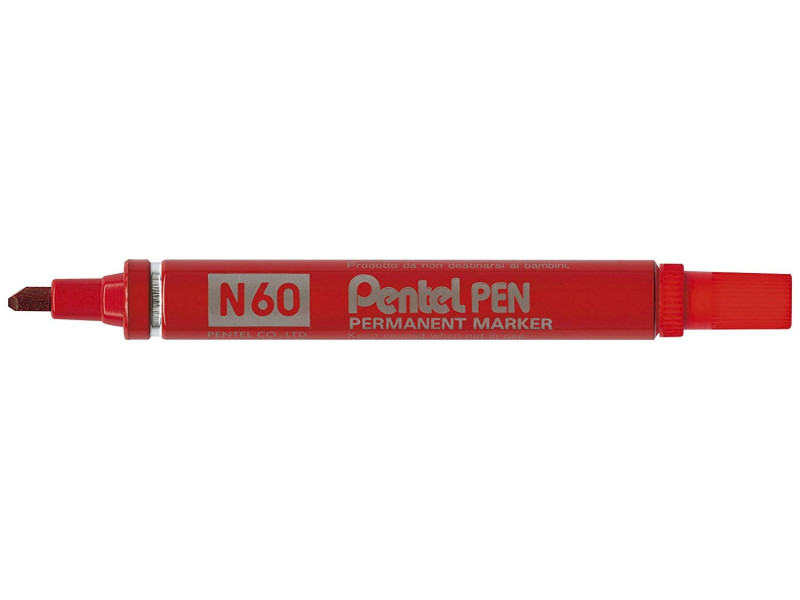 Pentel Marqueur permanent N60, pointe biseautée, rouge