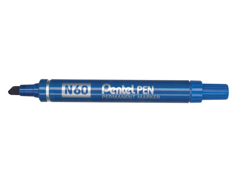 Pentel Marqueur permanent N60, pointe biseautée, bleu