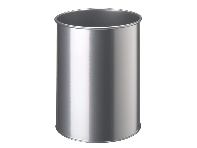 DURABLE Corbeille METALL, rond, 15 litres, argent métallique