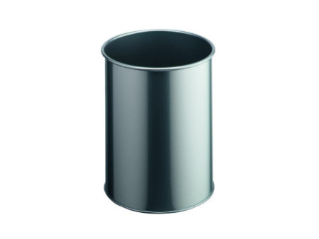 DURABLE Corbeille METALL, rond, 15 litres, argent métallique