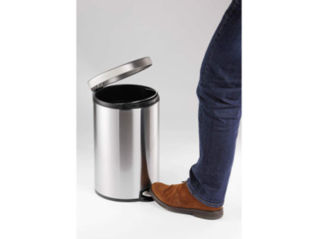 DURABLE Poubelle à pédale en acier inox., rond, 20 l, argent