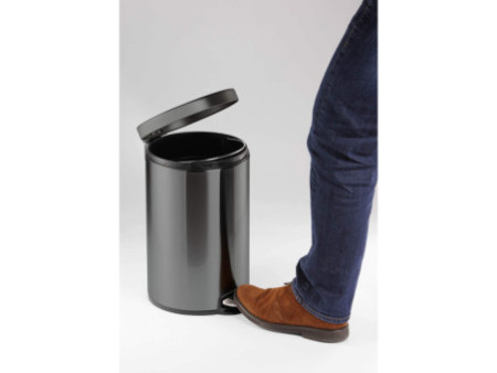 DURABLE Poubelle à pédale métal, rond, 12 litres, noir